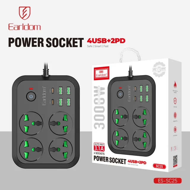 چندراهی برق ارلدام مدل POWER SOCKET SC25 101543222
