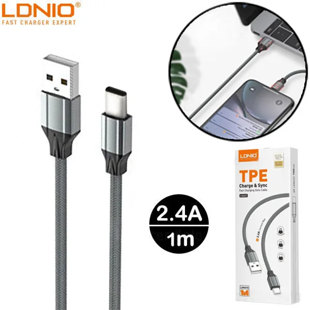 کابل تبدیل USB به USB-C الدینیو مدل LS441 01me طول 1 متر 101536864
