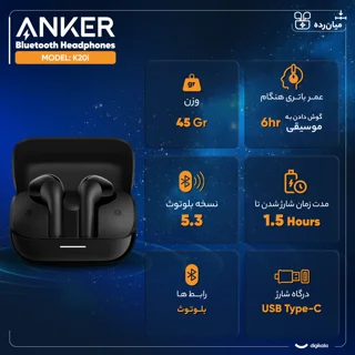 هدفون بلوتوثی انکر مدل Soundcore K20i با نویز کنسلینگ میکروفون (ENC)، درگاه شارژ USB Type- 101731428