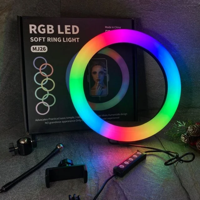 رینگ لایت مدل MJ26-RGB به همراه پایه 101577014